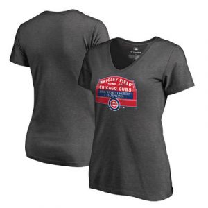 Chicago Cubs Women’s 2016 World Series Champions Sign Win V-Neck T-Shirt – Heathered Gray